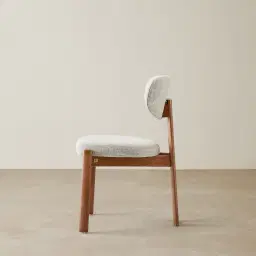 Portobello Murmur White Fabric Dining Chair - Toffee Brown Ash Legs