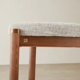 Portobello Murmur White Fabric Dining Chair - Toffee Brown Ash Legs