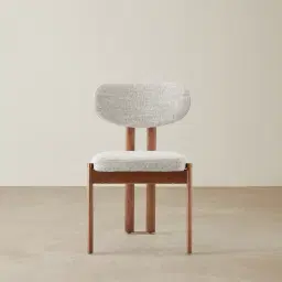 Portobello Murmur White Fabric Dining Chair - Toffee Brown Ash Legs