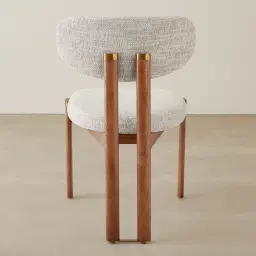 Portobello Murmur White Fabric Dining Chair - Toffee Brown Ash Legs