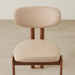 Portobello Sand Beige Vegan Leather Dining Chair - Toffee Brown Ash Legs
