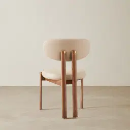 Portobello Sand Beige Vegan Leather Dining Chair - Toffee Brown Ash Legs