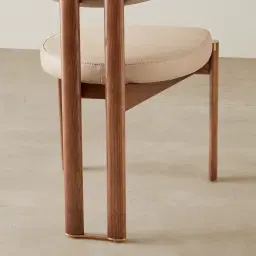 Portobello Sand Beige Vegan Leather Dining Chair - Toffee Brown Ash Legs