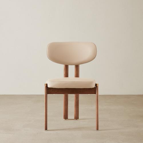 Portobello Sand Beige Vegan Leather Dining Chair - Toffee Brown Ash Legs
