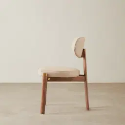 Portobello Sand Beige Vegan Leather Dining Chair - Toffee Brown Ash Legs