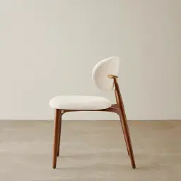 Seville Chantilly White Fabric Dining Chair - Toffee Brown Ash Legs