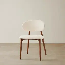 Seville Chantilly White Fabric Dining Chair - Toffee Brown Ash Legs