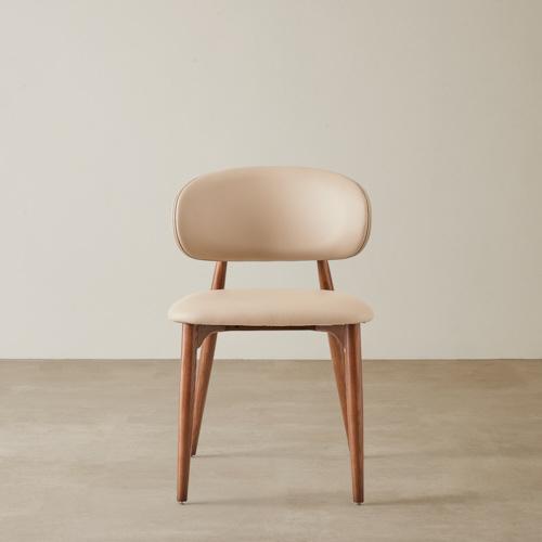Seville Sand Beige Vegan Leather Dining Chair - Toffee Brown Ash Legs