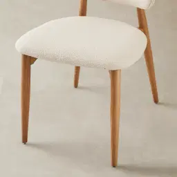 Seville Chantilly White Fabric Dining Chair - Light Brown Ash Legs	