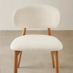 Seville Chantilly White Fabric Dining Chair - Light Brown Ash Legs	