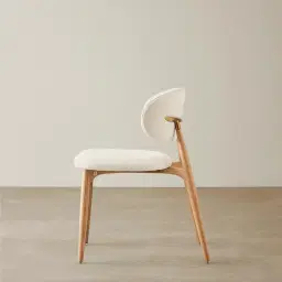 Seville Chantilly White Fabric Dining Chair - Light Brown Ash Legs	