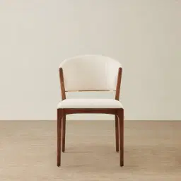 Charlotte Chantilly White Fabric Dining Chair - Toffee Brown Ash Legs