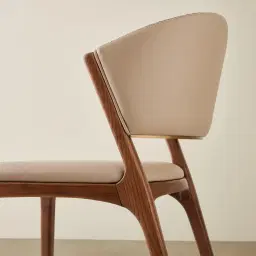 Charlotte Sand Beige Vegan Leather Dining Chair - Toffee Brown Ash Legs