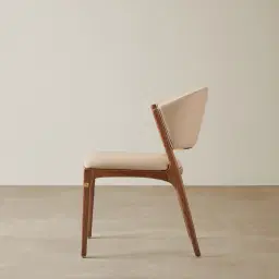Charlotte Sand Beige Vegan Leather Dining Chair - Toffee Brown Ash Legs