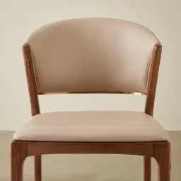 Charlotte Sand Beige Vegan Leather Dining Chair - Toffee Brown Ash Legs