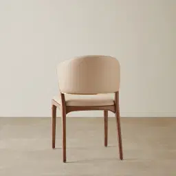 Charlotte Sand Beige Vegan Leather Dining Chair - Toffee Brown Ash Legs
