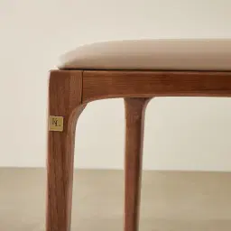 Charlotte Sand Beige Vegan Leather Dining Chair - Toffee Brown Ash Legs