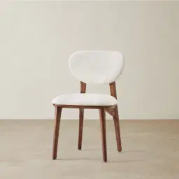 Conrad Chantilly White Fabric Dining Chair - Toffee Brown Ash Legs