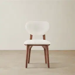 Conrad Chantilly White Fabric Dining Chair - Toffee Brown Ash Legs