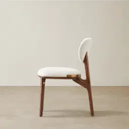 Conrad Chantilly White Fabric Dining Chair - Toffee Brown Ash Legs