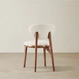 Conrad Chantilly White Fabric Dining Chair - Toffee Brown Ash Legs
