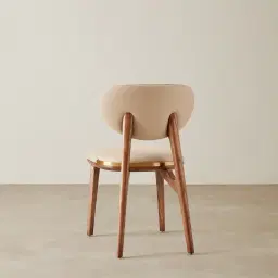 Conrad Sand Beige Vegan Leather Dining Chair - Toffee Brown Ash Legs