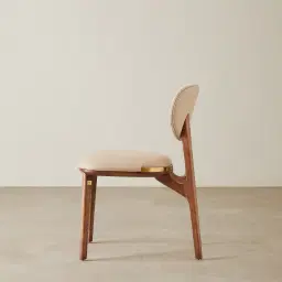 Conrad Sand Beige Vegan Leather Dining Chair - Toffee Brown Ash Legs