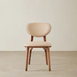 Conrad Sand Beige Vegan Leather Dining Chair - Toffee Brown Ash Legs