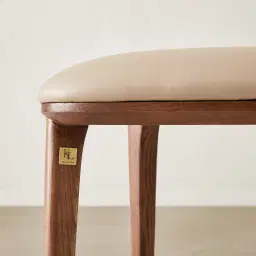 Conrad Sand Beige Vegan Leather Dining Chair - Toffee Brown Ash Legs