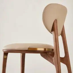 Conrad Sand Beige Vegan Leather Dining Chair - Toffee Brown Ash Legs