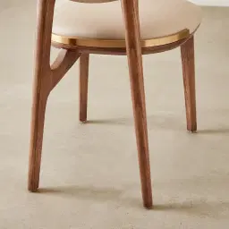 Conrad Sand Beige Vegan Leather Dining Chair - Toffee Brown Ash Legs