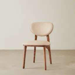 Conrad Sand Beige Vegan Leather Dining Chair - Toffee Brown Ash Legs