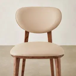 Conrad Sand Beige Vegan Leather Dining Chair - Toffee Brown Ash Legs