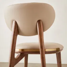 Conrad Sand Beige Vegan Leather Dining Chair - Toffee Brown Ash Legs