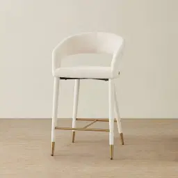 Moulin Chantilly White Fabric 66cm Counter Stool - Brushed Gold Legs