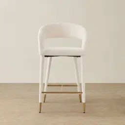 Moulin Chantilly White Fabric 66cm Counter Stool - Brushed Gold Legs