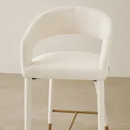 Moulin Chantilly White Fabric 66cm Counter Stool - Brushed Gold Legs