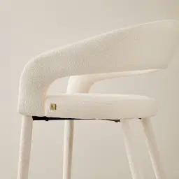 Moulin Chantilly White Fabric 66cm Counter Stool - Brushed Gold Legs