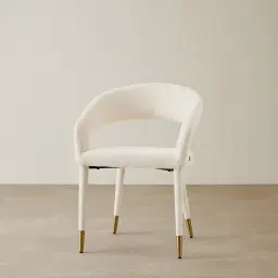 Moulin Chantilly White Fabric Dining Chair - Brushed Gold Legs