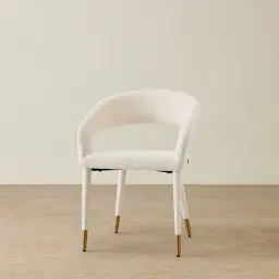 Moulin Chantilly White Fabric Dining Chair - Brushed Gold Legs