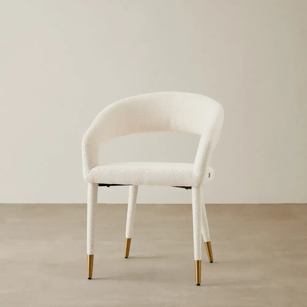 Moulin Chantilly White Fabric Dining Chair - Brushed Gold Legs