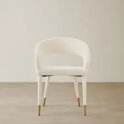 Moulin Chantilly White Fabric Dining Chair - Brushed Gold Legs