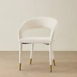 Moulin Chantilly White Fabric Dining Chair - Brushed Gold Legs