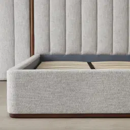 Summerton Murmur White Fabric King Bed - Toffee Brown Ash