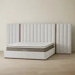 Summerton Murmur White Fabric Queen Bed - Toffee Brown Ash