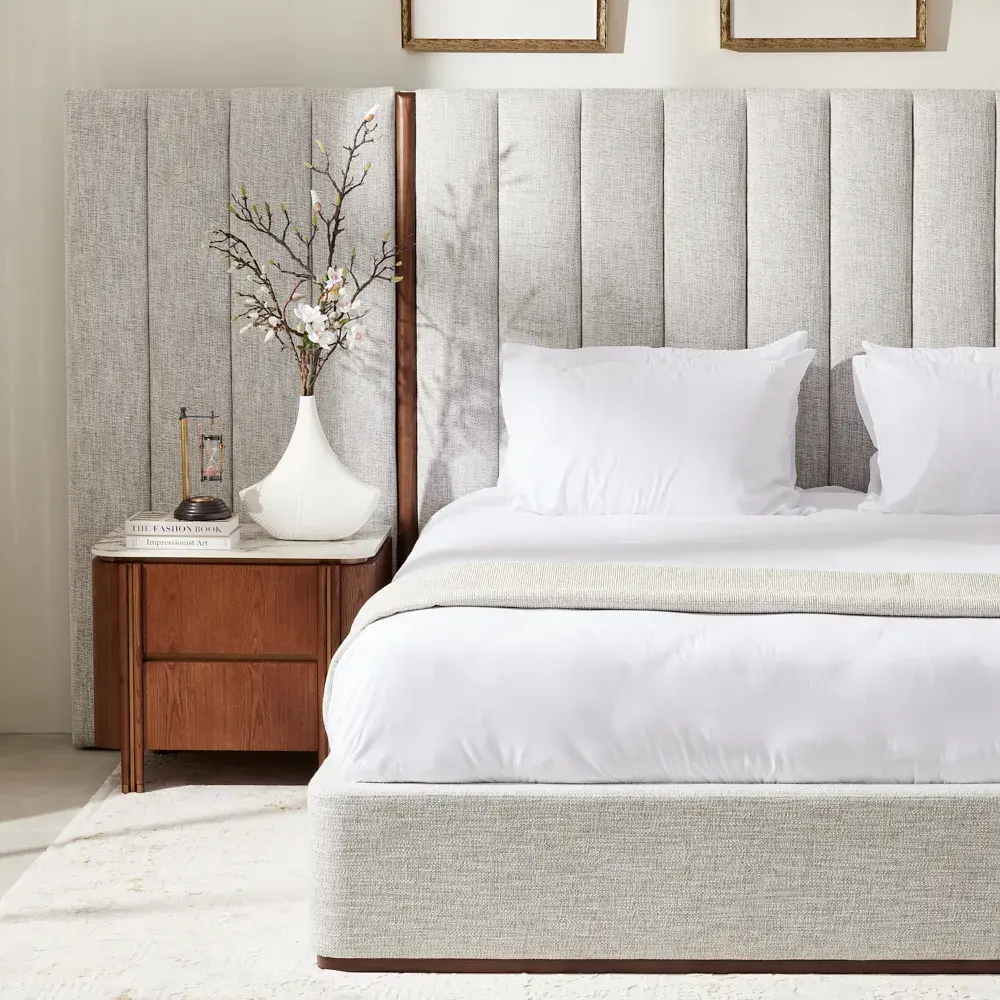 Summerton Murmur White Fabric Queen Bed