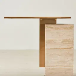 Monolith Natural Cream Travertine Side Table