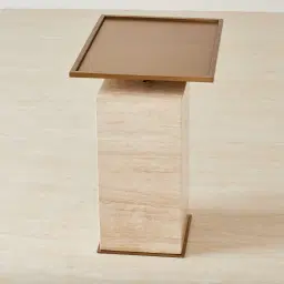 Monolith Natural Cream Travertine Side Table