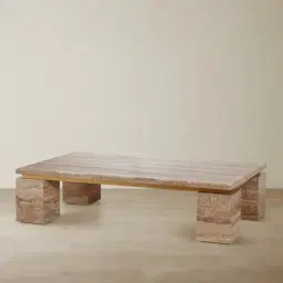 Monolith Natural Silver-Grey Travertine Coffee Table