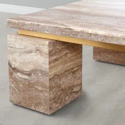 Monolith Natural Silver-Grey Travertine Coffee Table